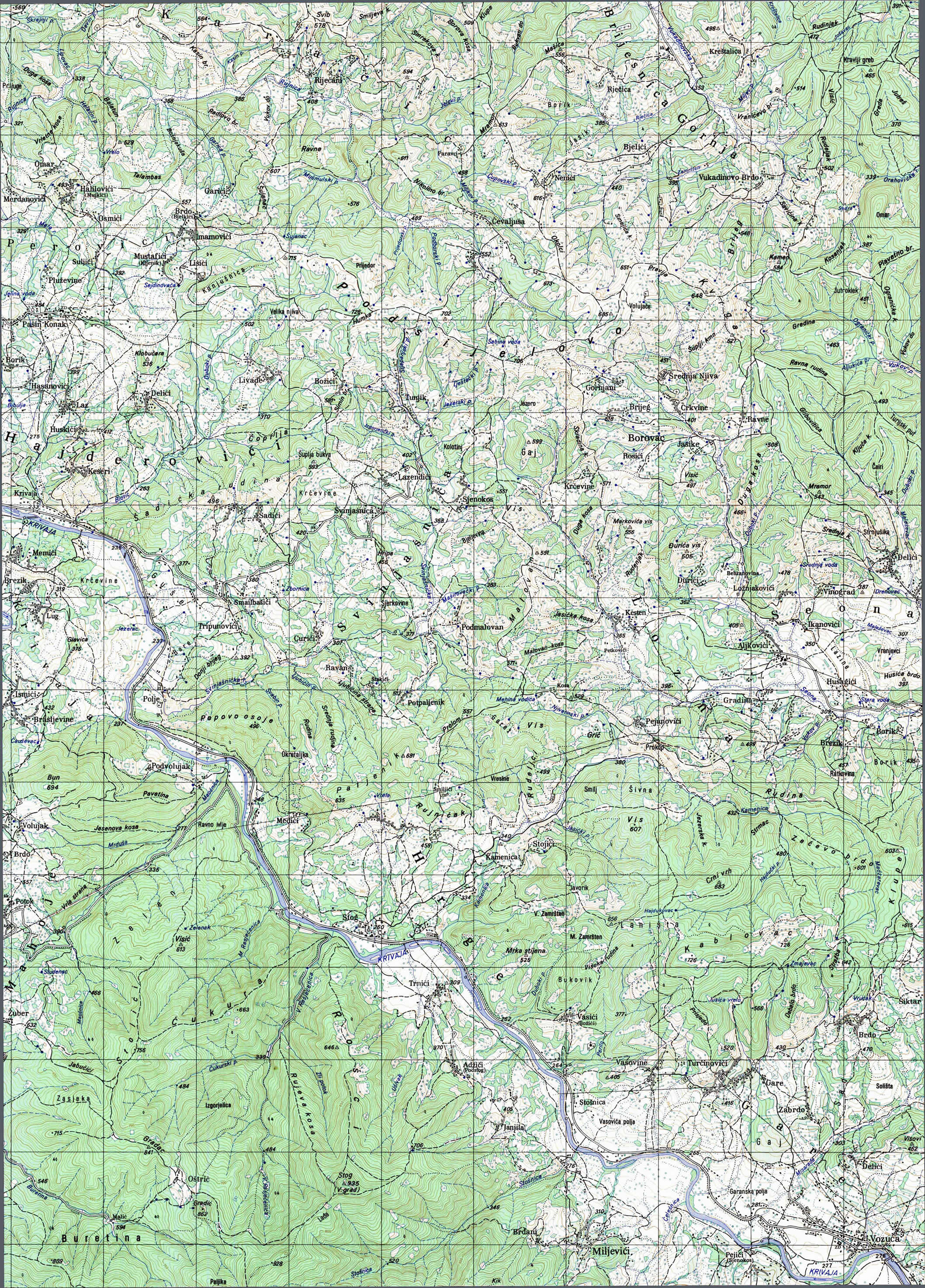  topografska karta BiH 25000 JNA  Vozuca