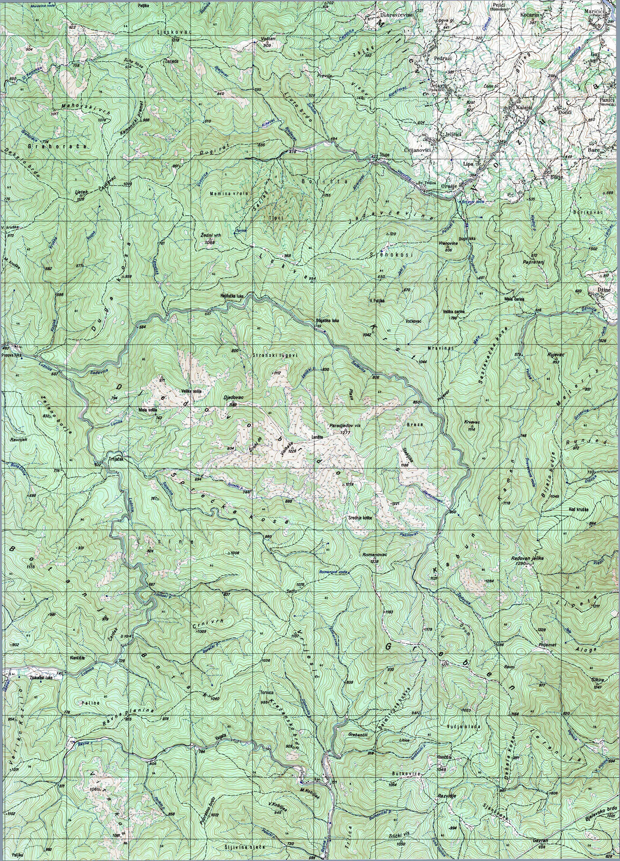  topografska karta BiH 25000 JNA  Miljevici