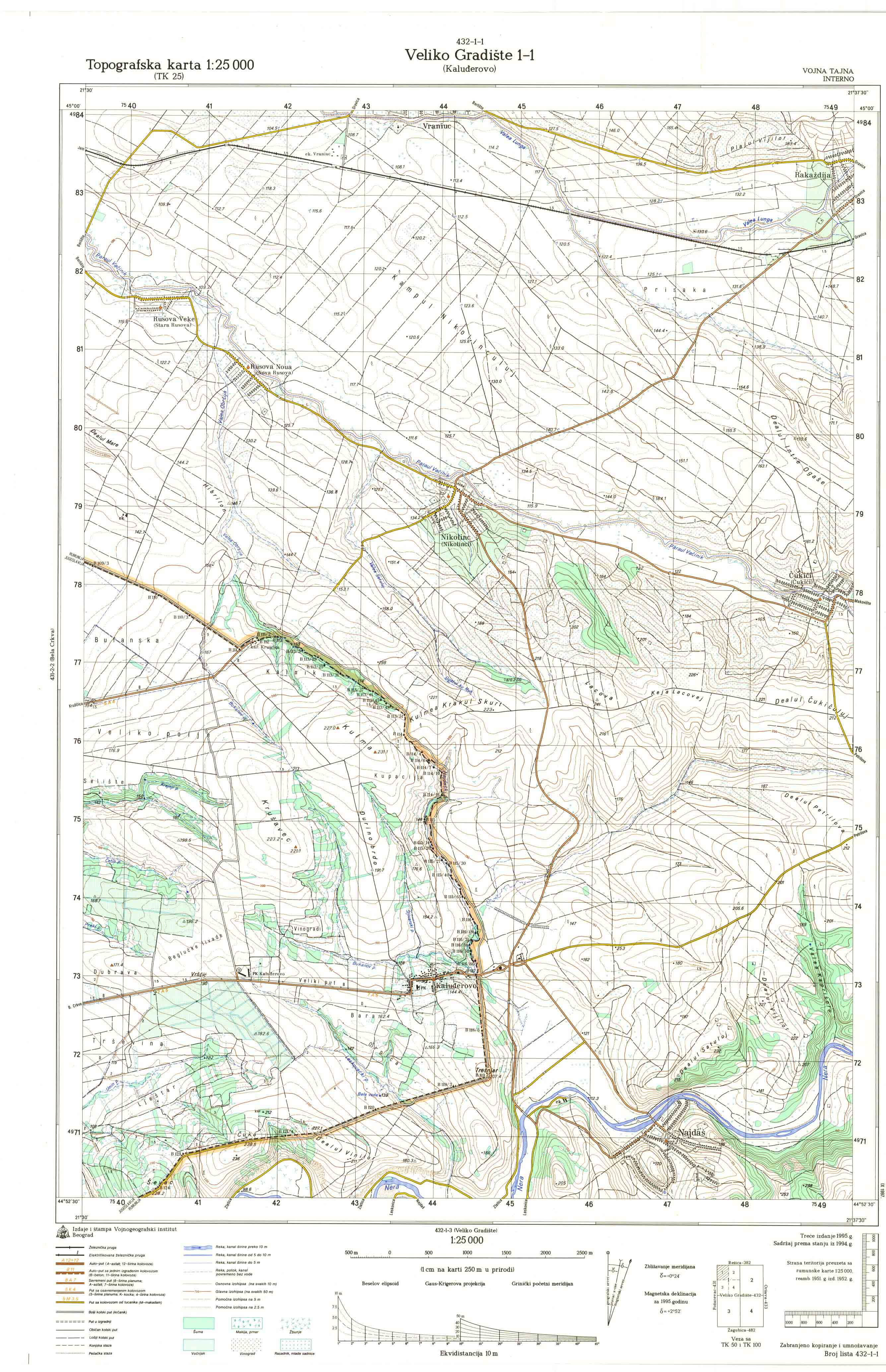 topografska karta srbije 25000 JNA  Veliko Gradište