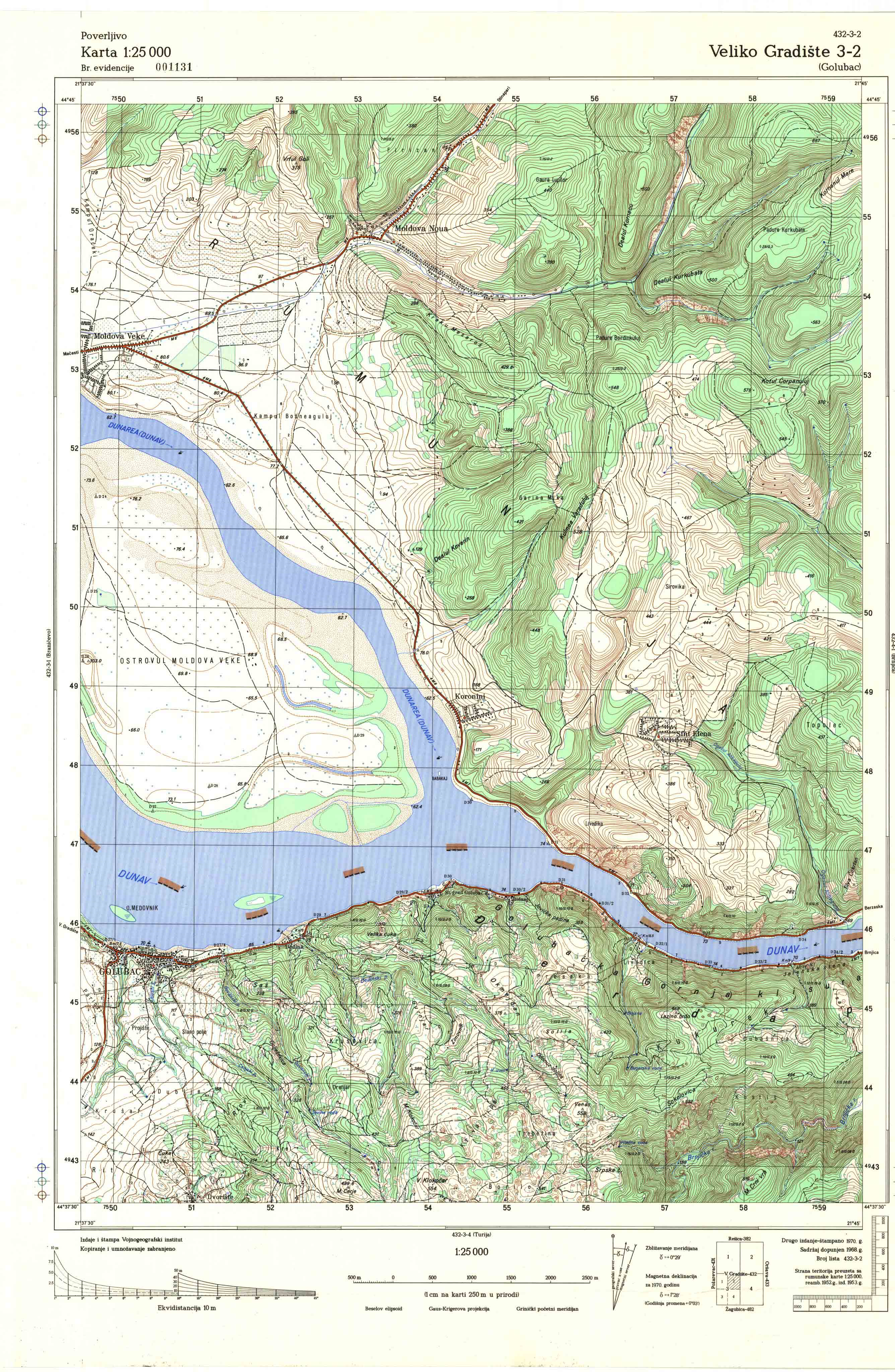  topografska karta srbije 25000 JNA  Veliko Gradište