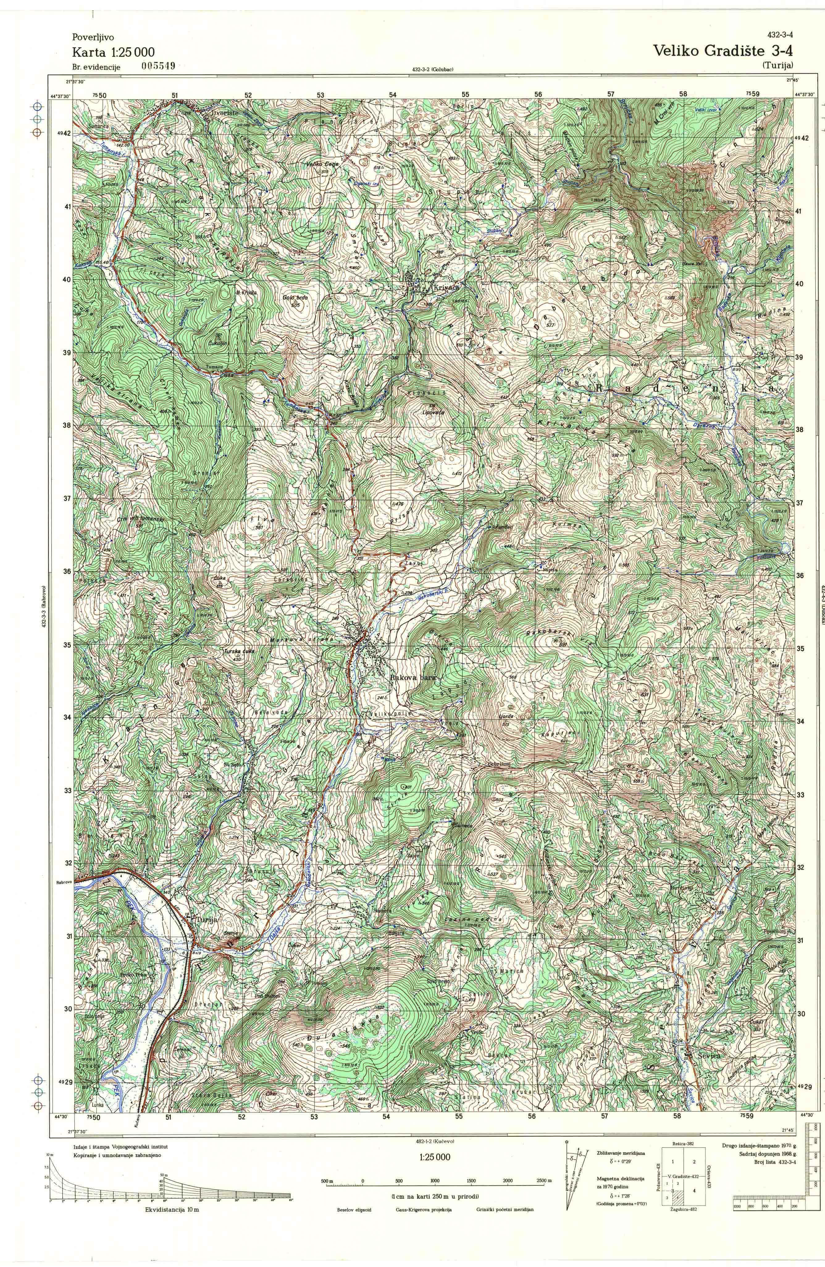  topografska karta srbije 25000 JNA  Veliko Gradište