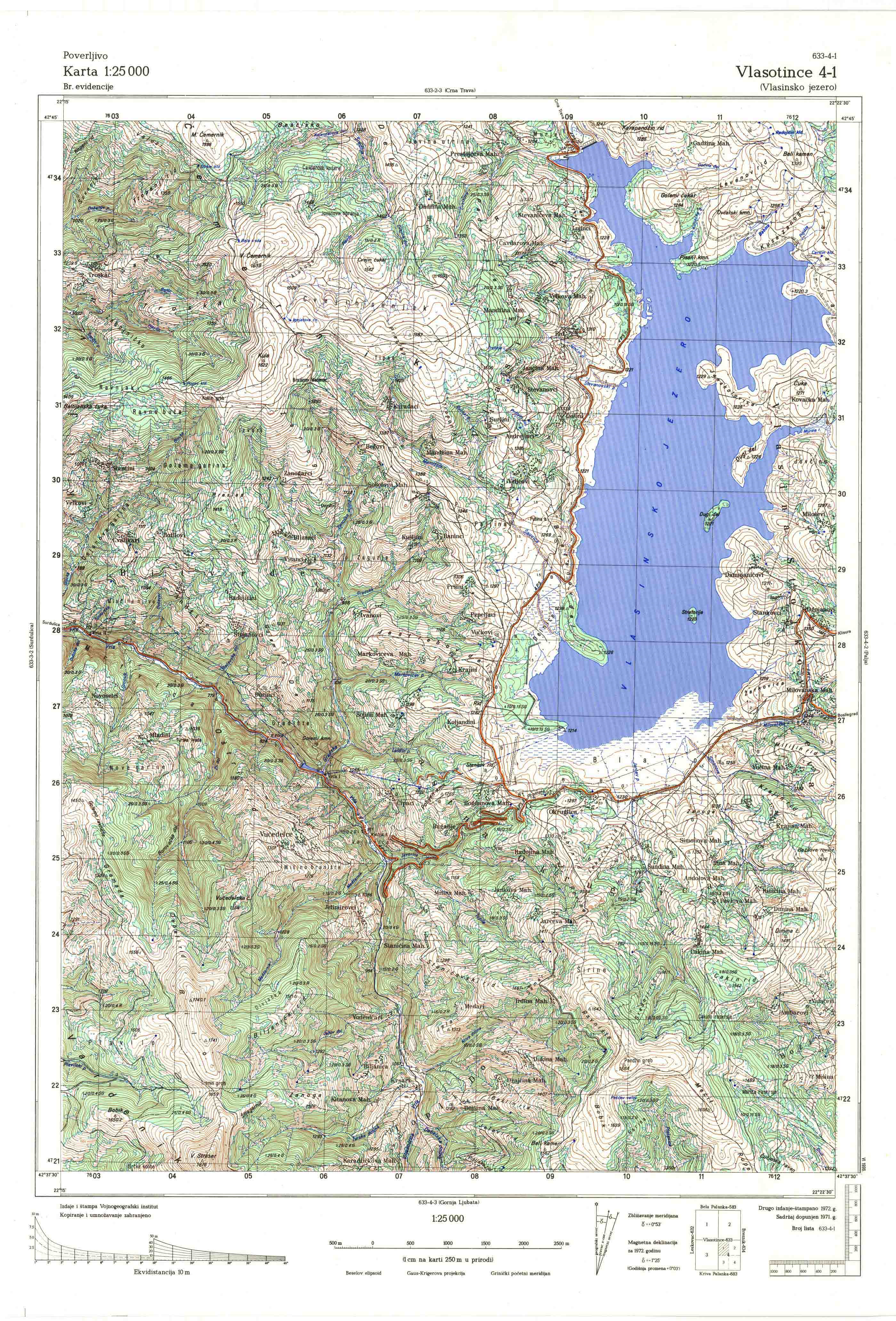  topografska karta srbije 25000 JNA  Vlasotince