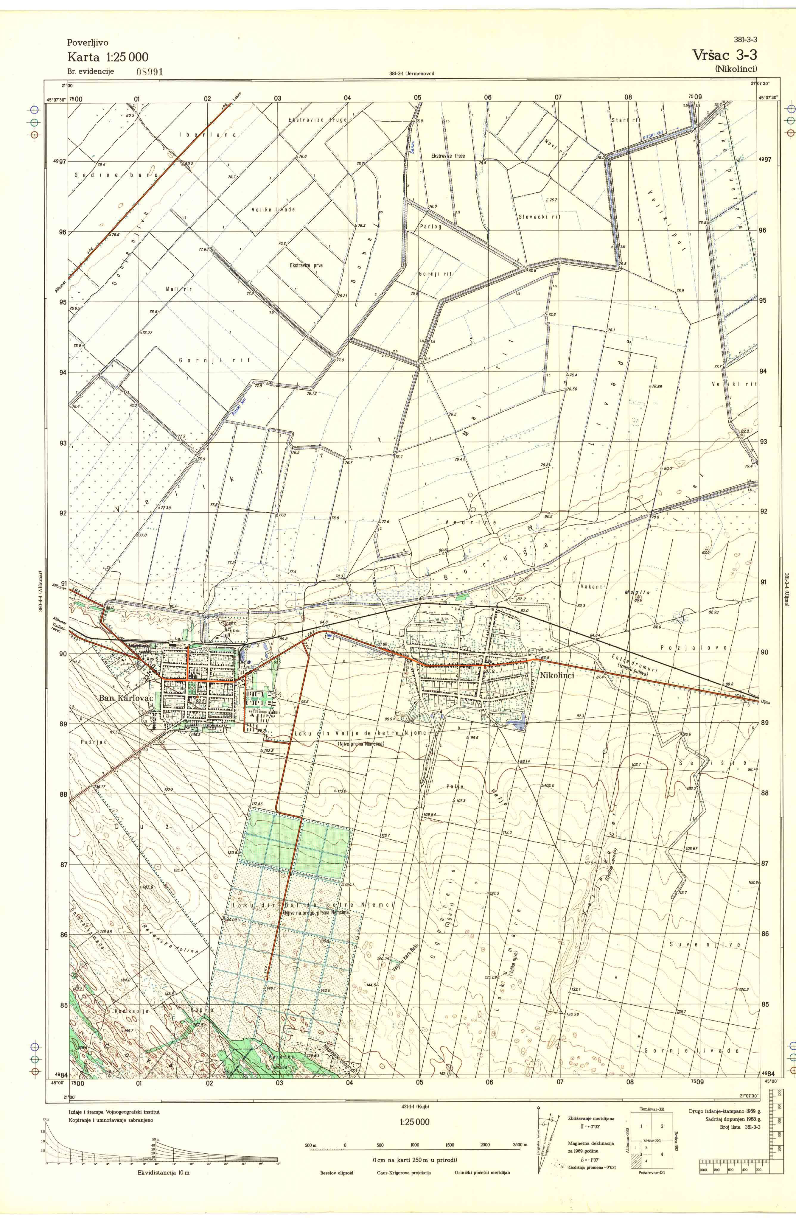  topografska karta srbije 25000 JNA  Vršac