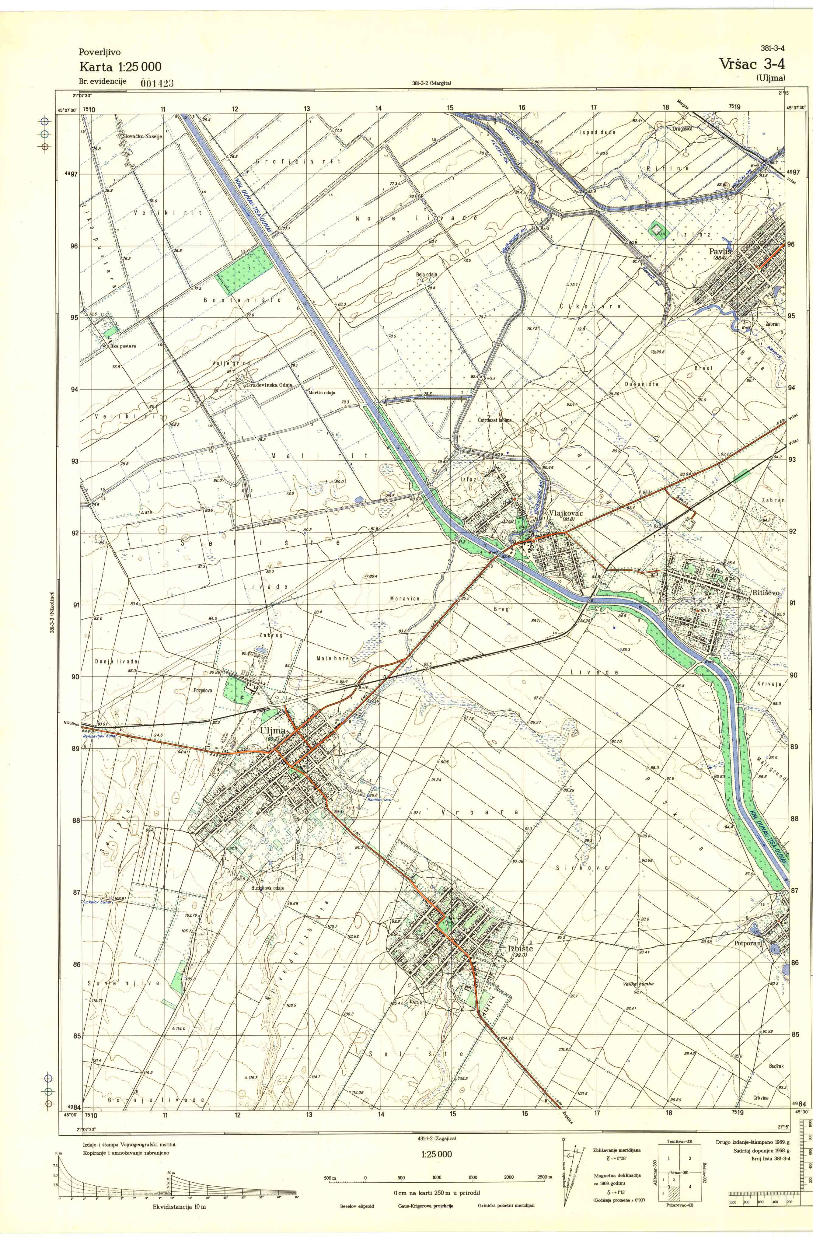  topografska karta srbije 25000 JNA  Vršac