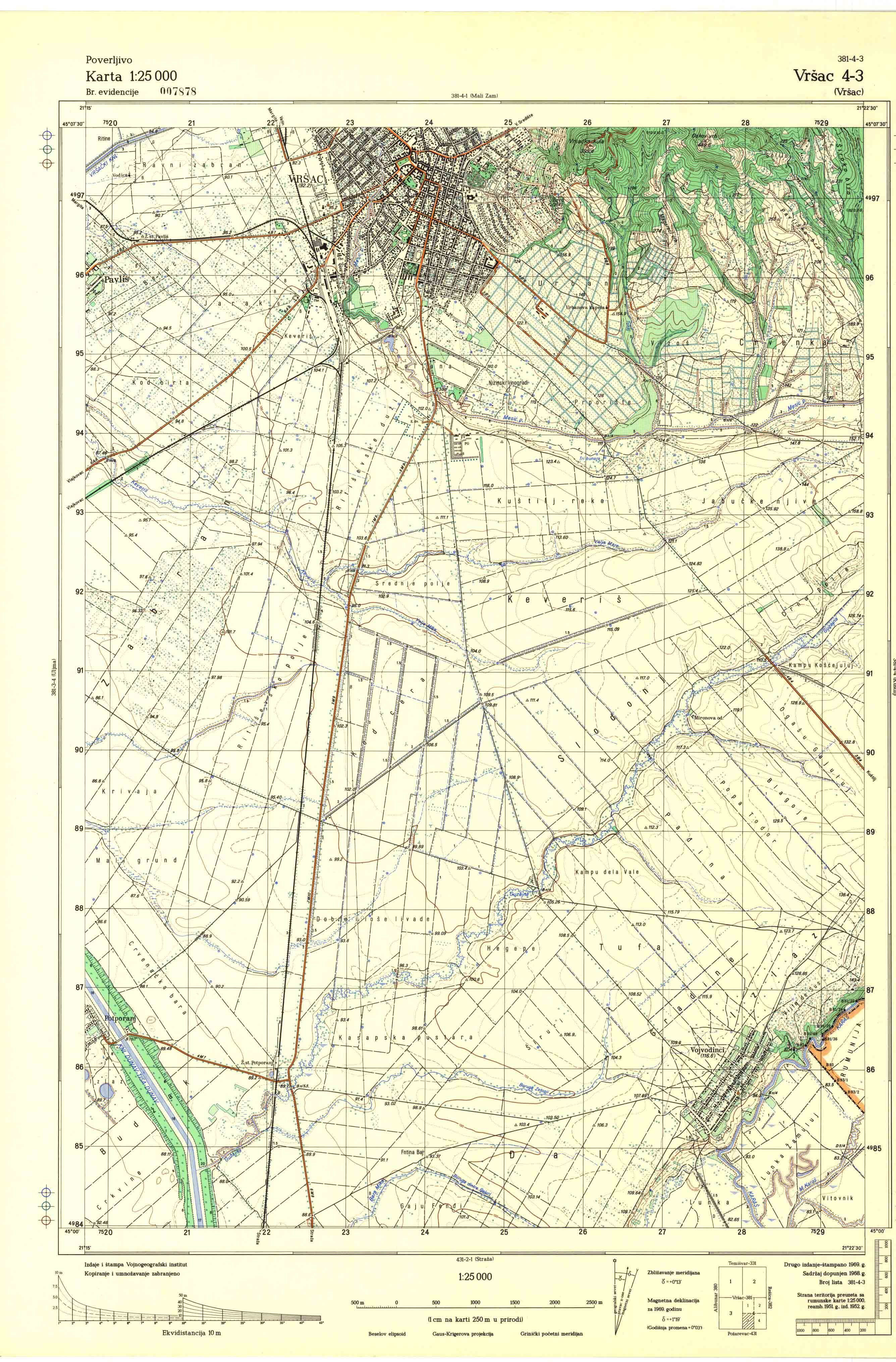  topografska karta srbije 25000 JNA  Vršac