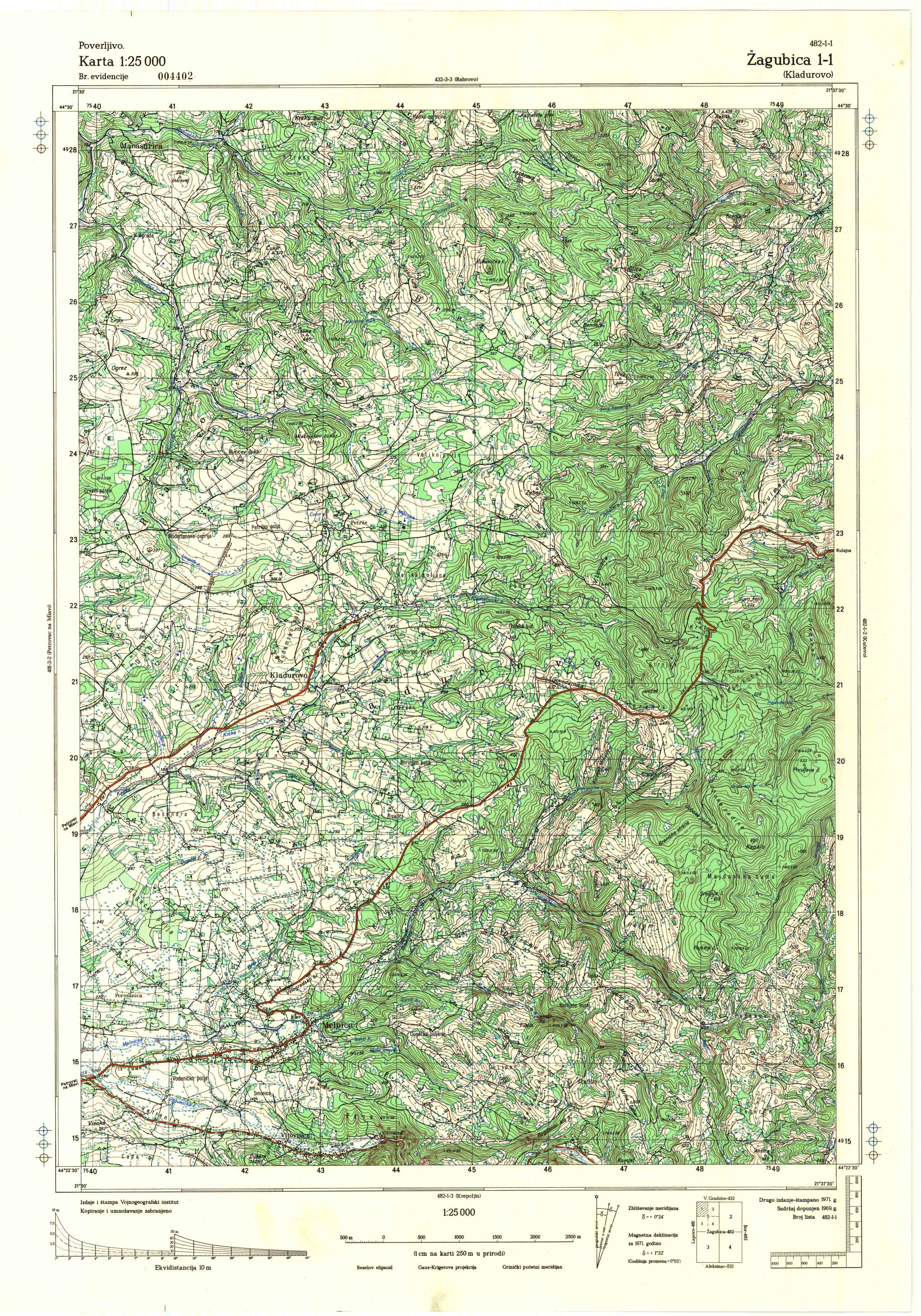  topografska karta srbije 25000 JNA  Lapovo