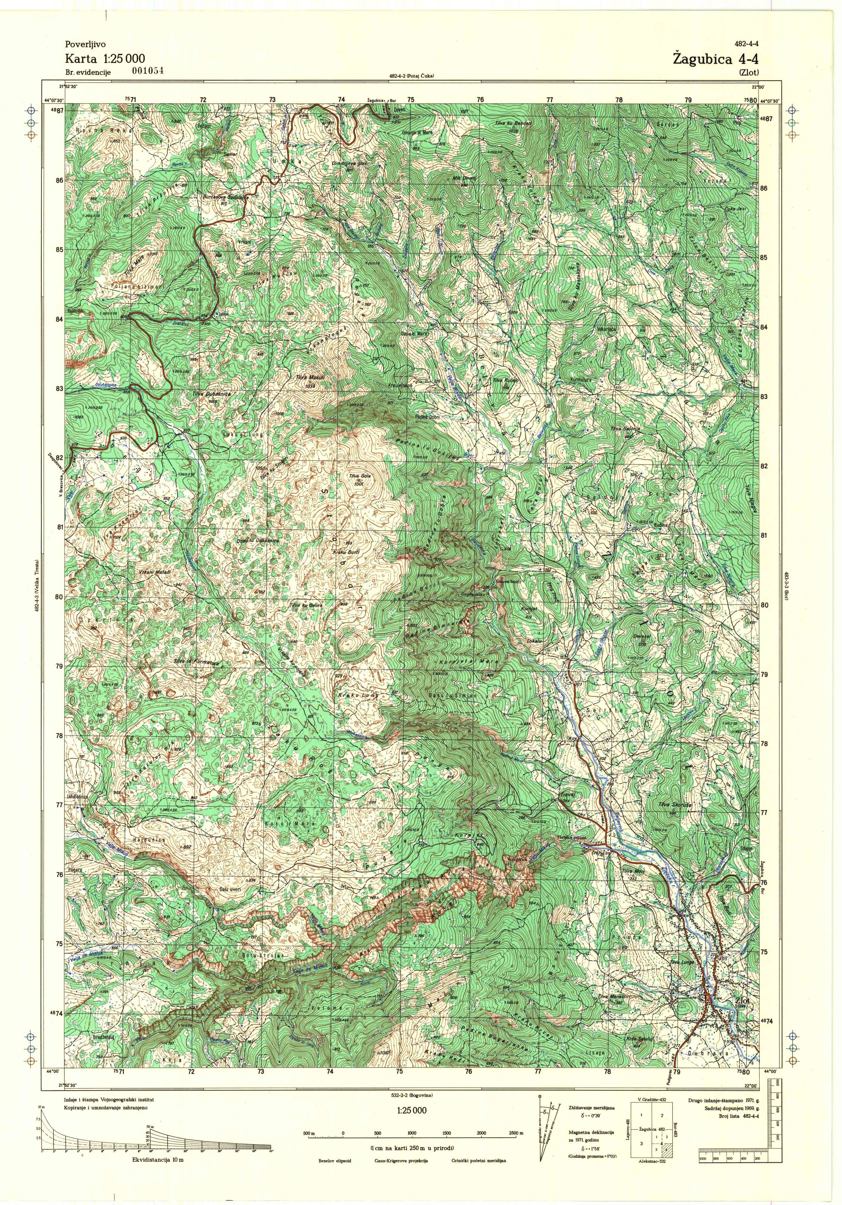  topografska karta srbije 25000 JNA  Zagubica