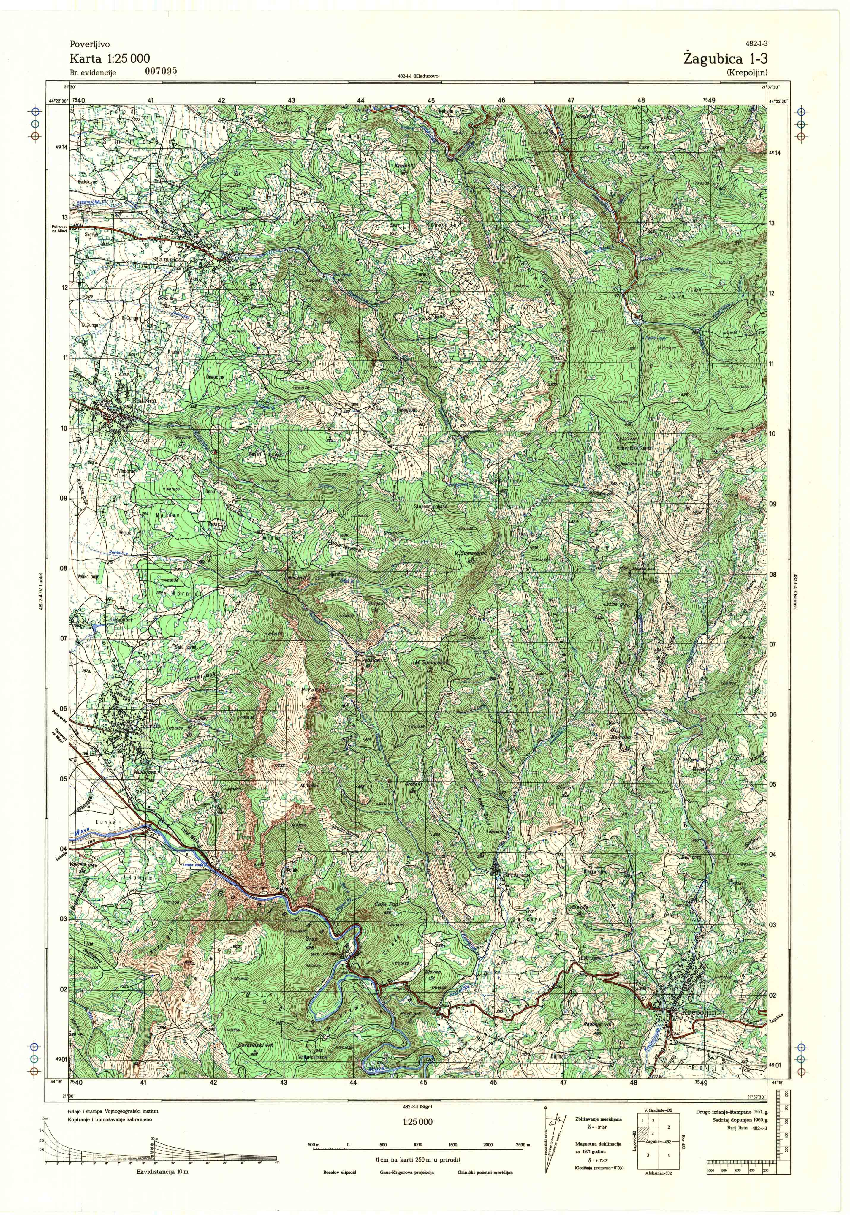  topografska karta srbije 25000 JNA  Zagubica