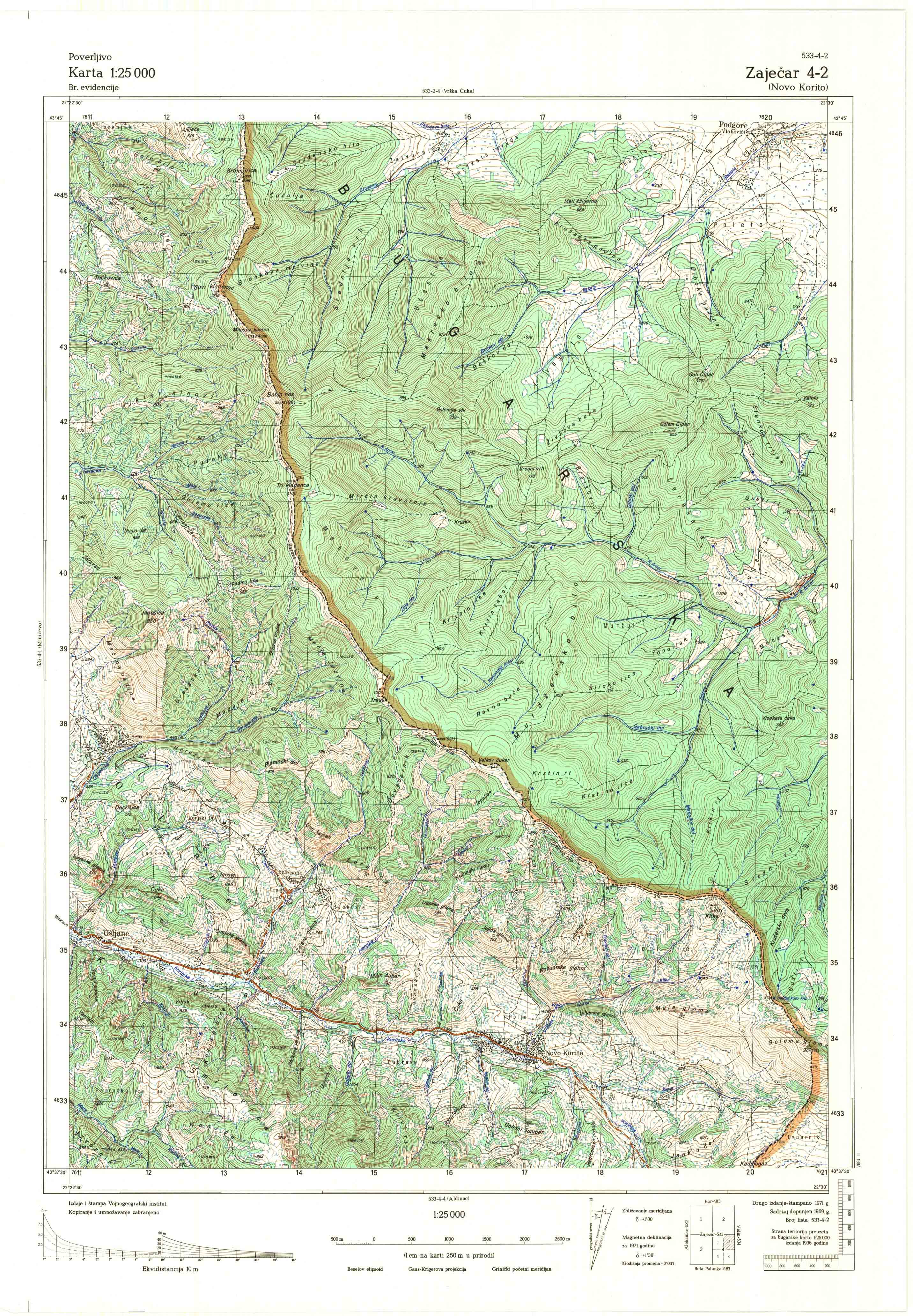  topografska karta srbije 25000 JNA  Zaječar