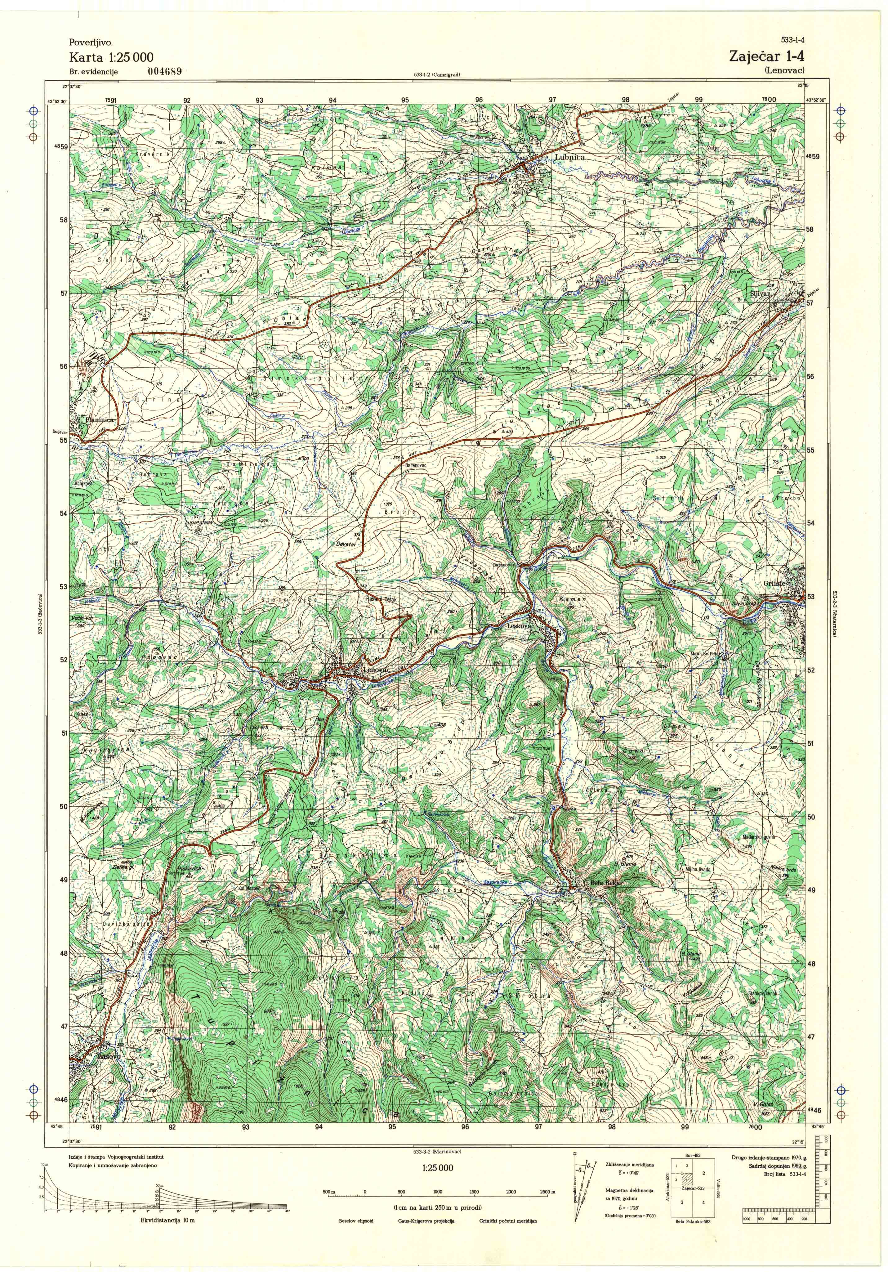  topografska karta srbije 25000 JNA  Zaječar