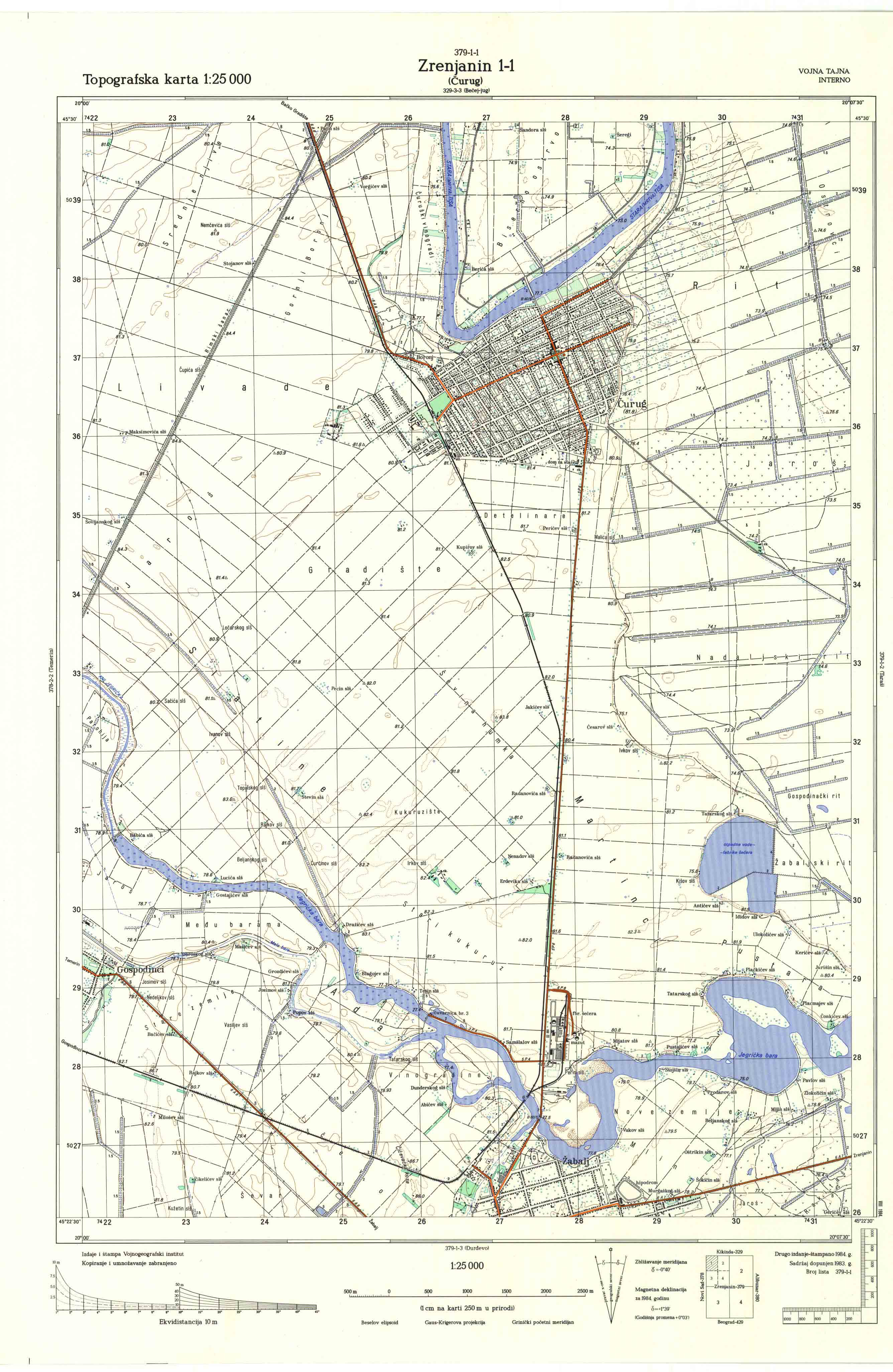  topografska karta srbije 25000 JNA  Novi Sad