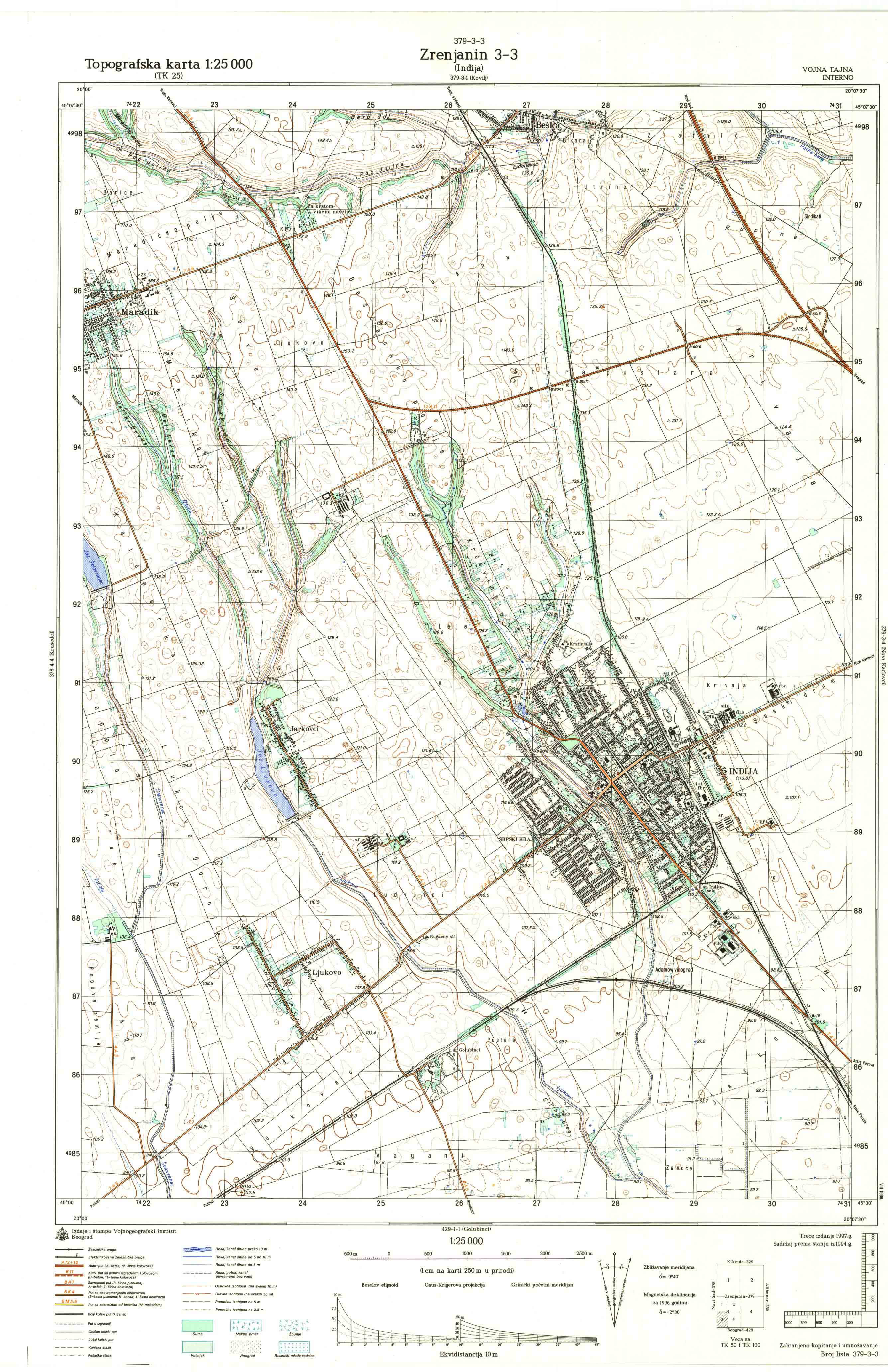  topografska karta srbije 25000 JNA  Novi Sad