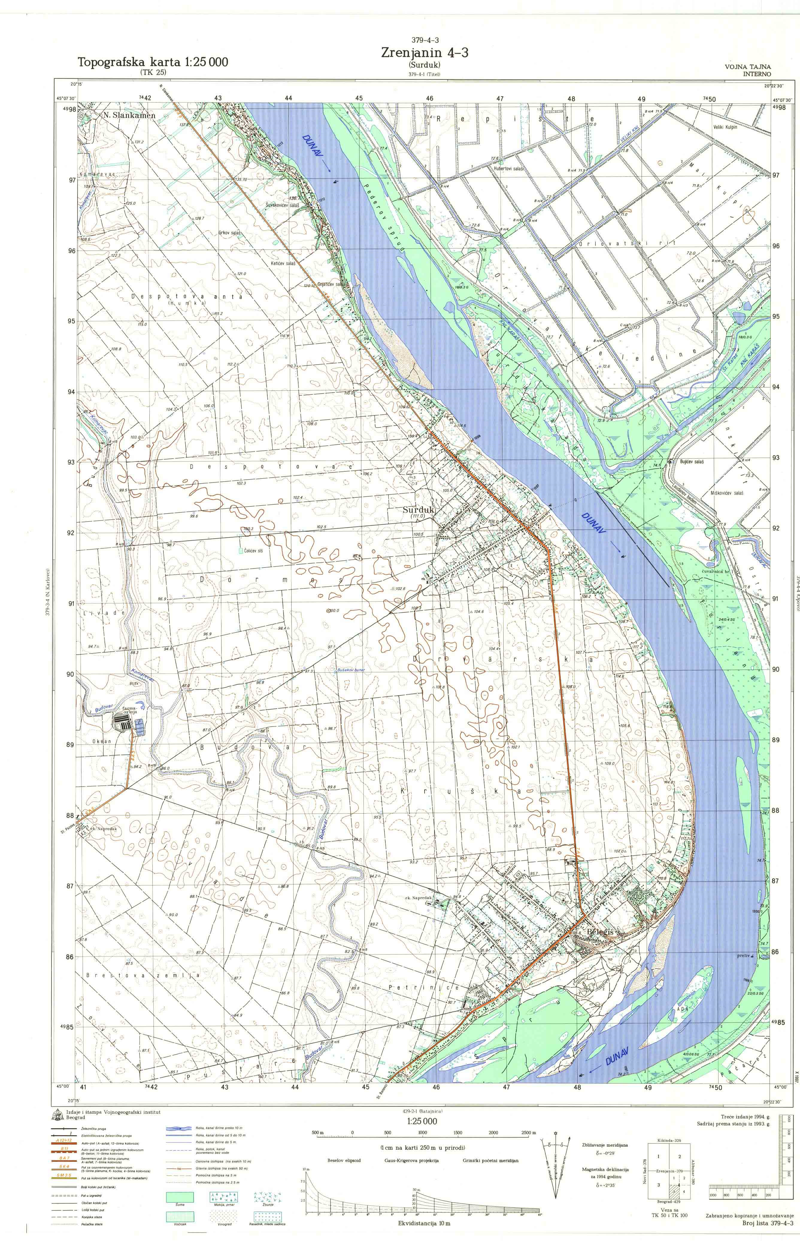  topografska karta srbije 25000 JNA  Novi Sad