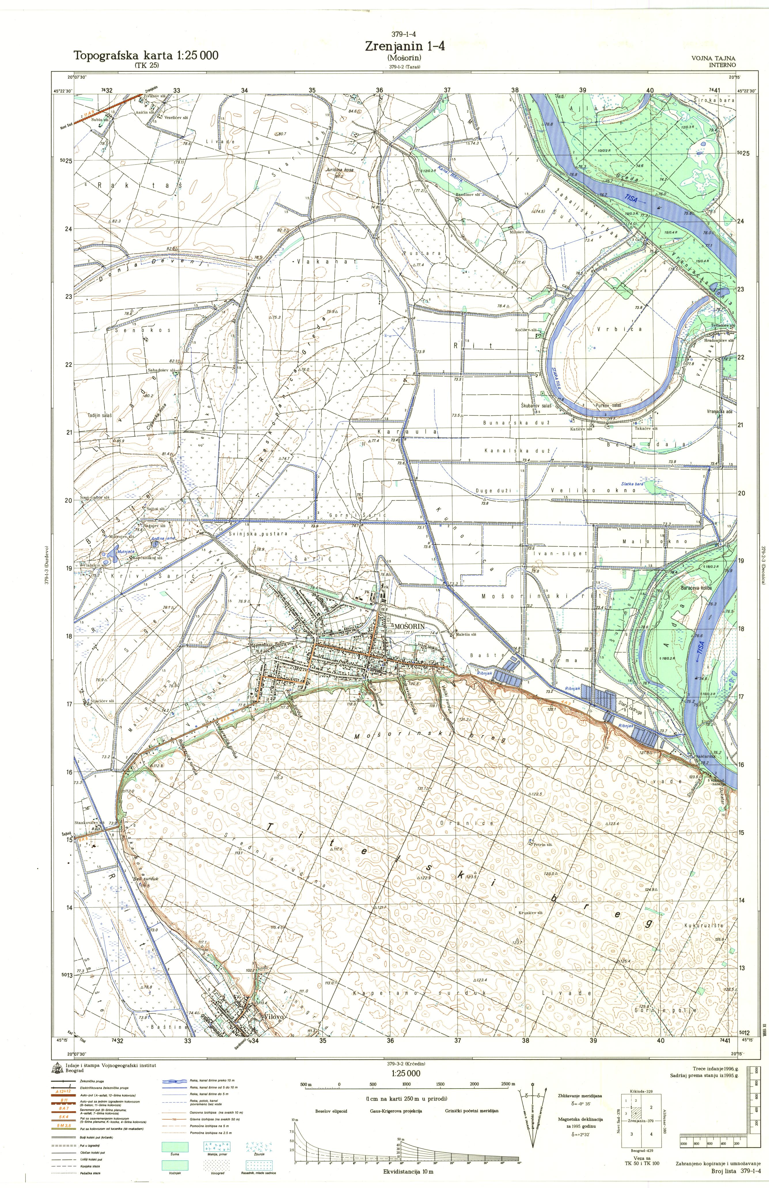  topografska karta srbije 25000 JNA  Novi Sad