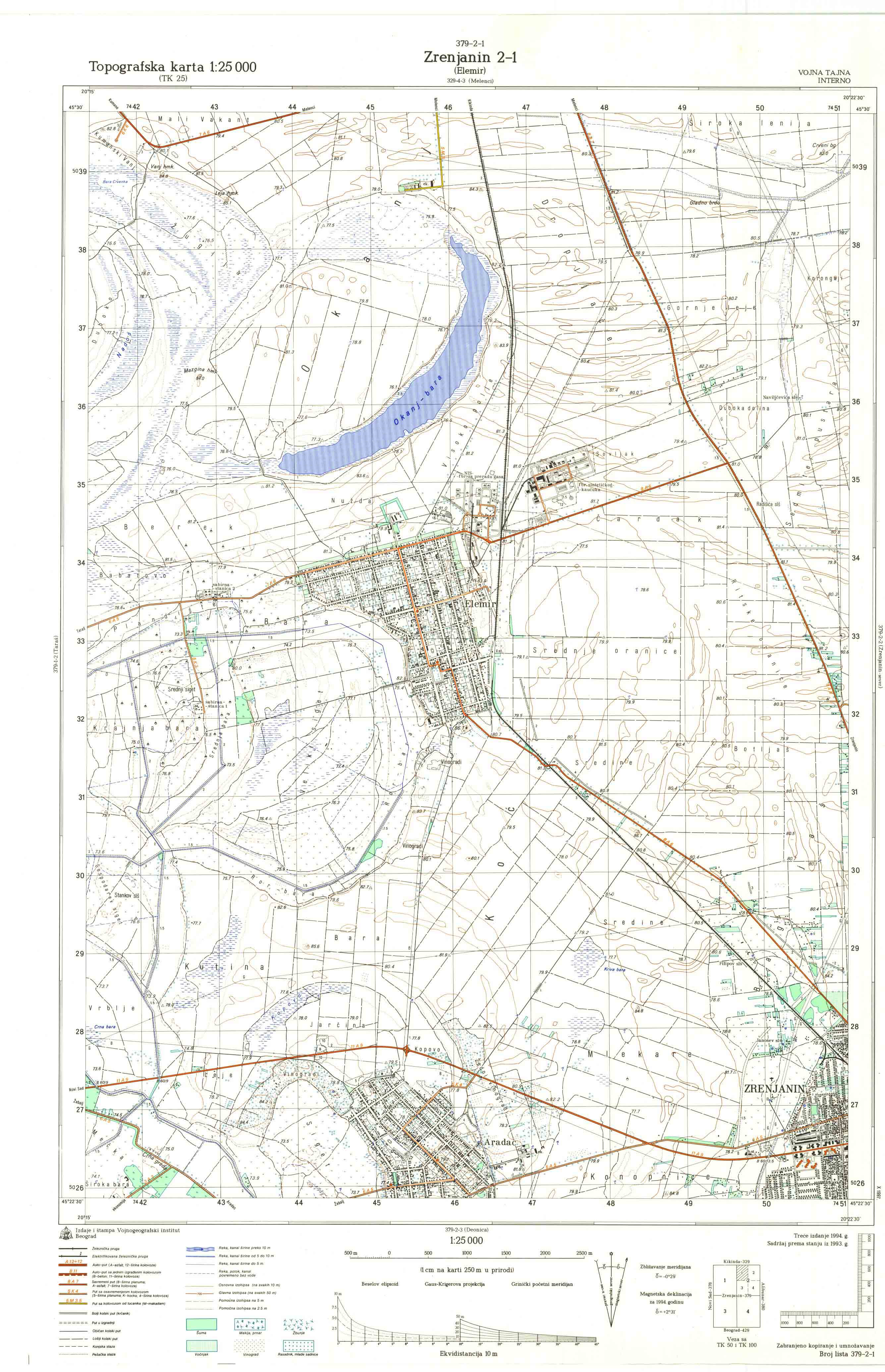  topografska karta srbije 25000 JNA  Novi Sad