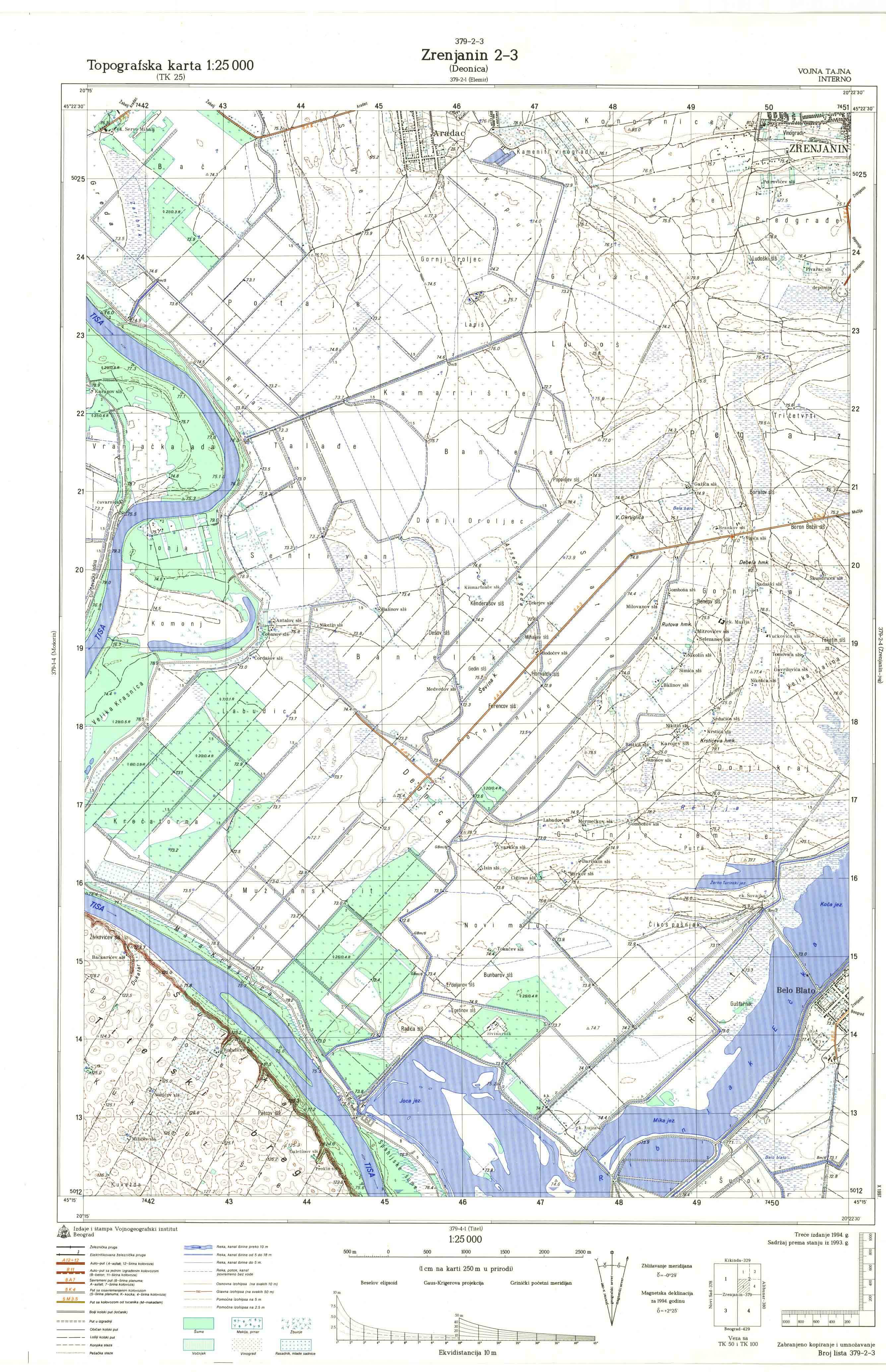  topografska karta srbije 25000 JNA  Novi Sad