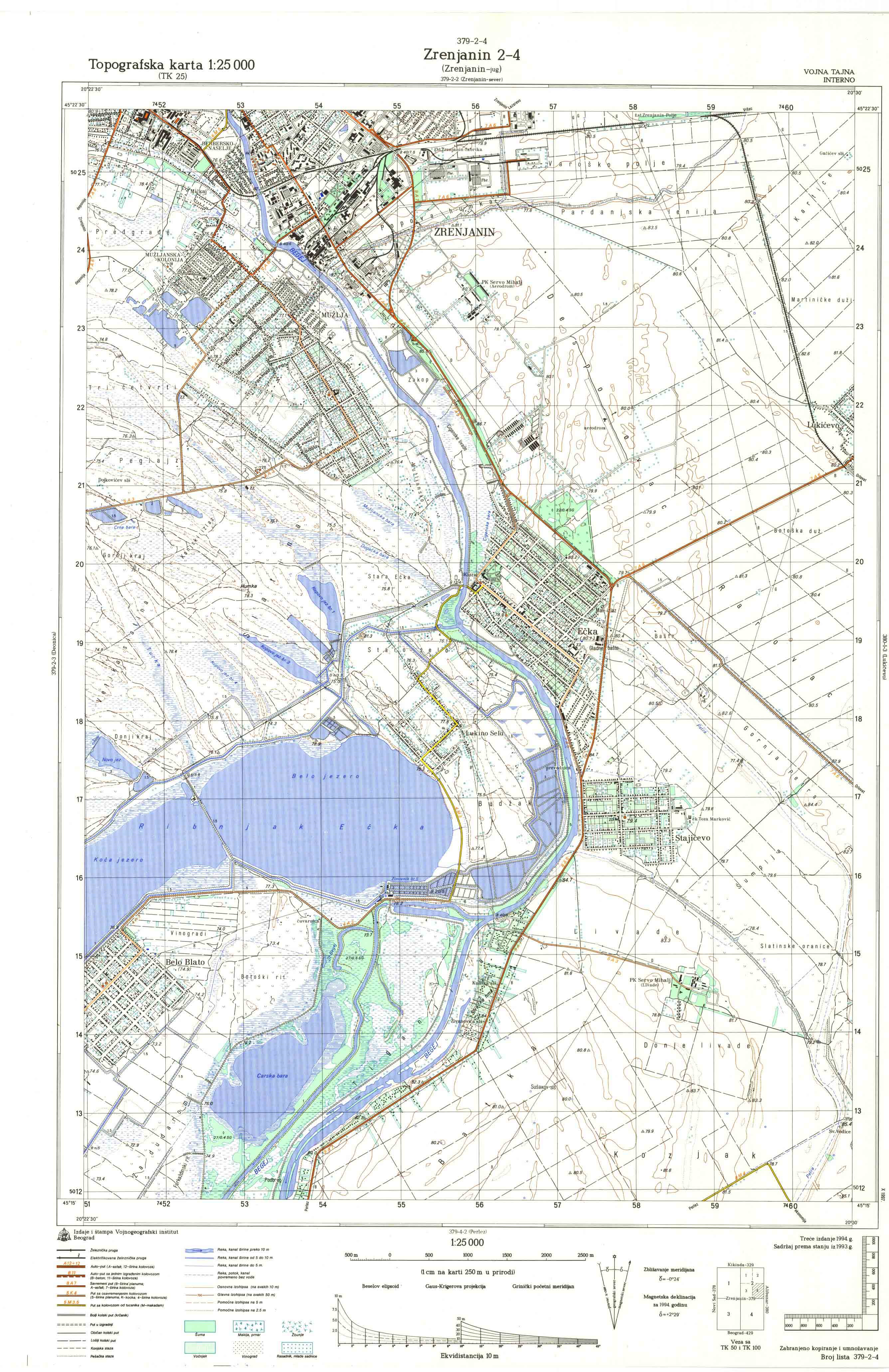  topografska karta srbije 25000 JNA  Novi Sad