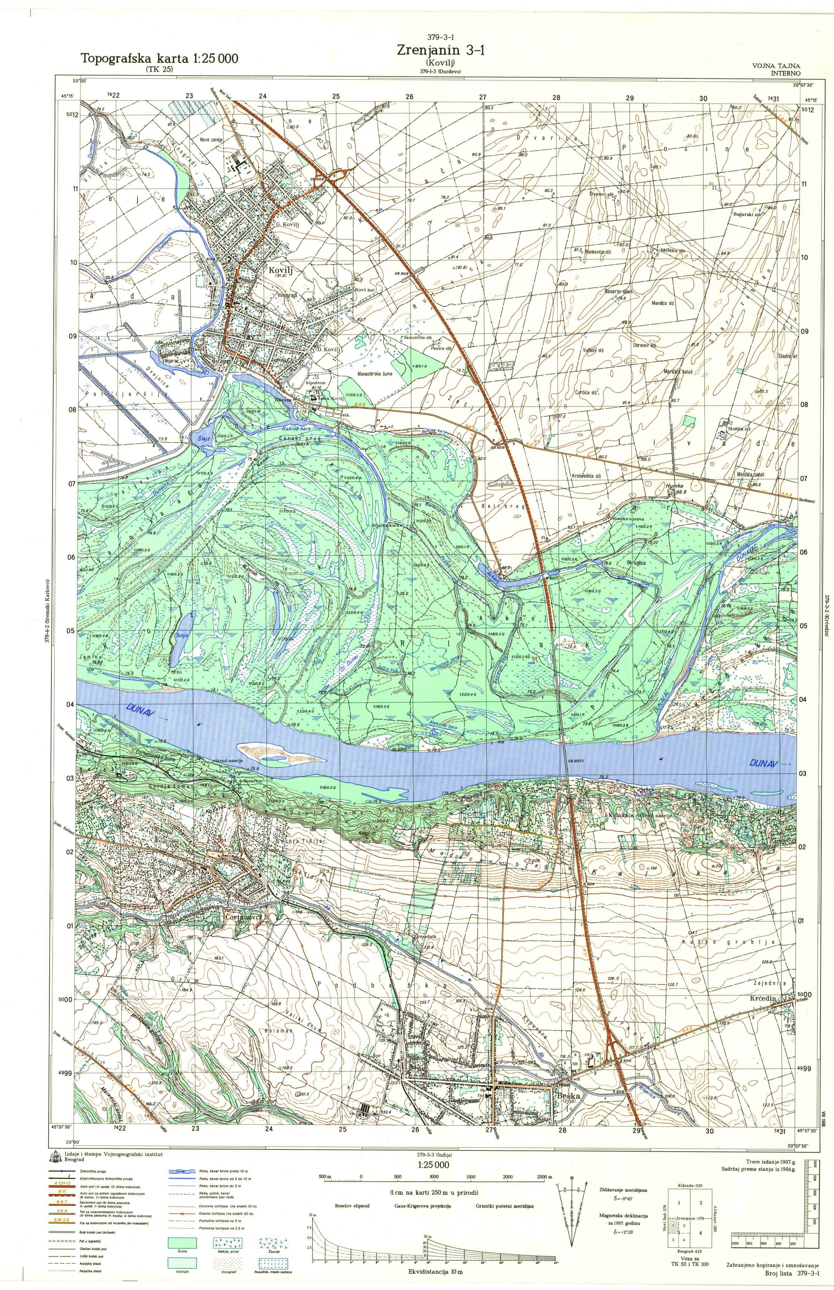  topografska karta srbije 25000 JNA  Novi Sad