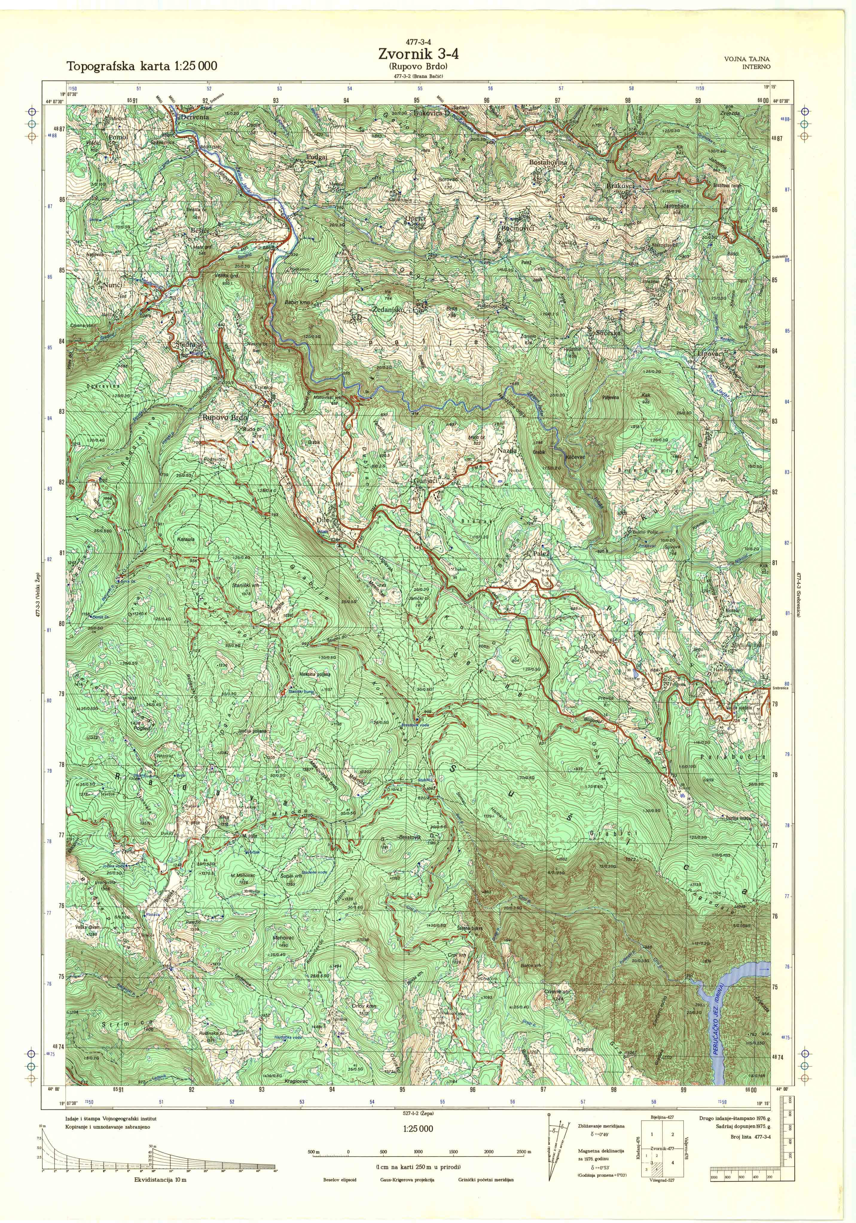  topografska karta srbije 25000 JNA  Zvornik