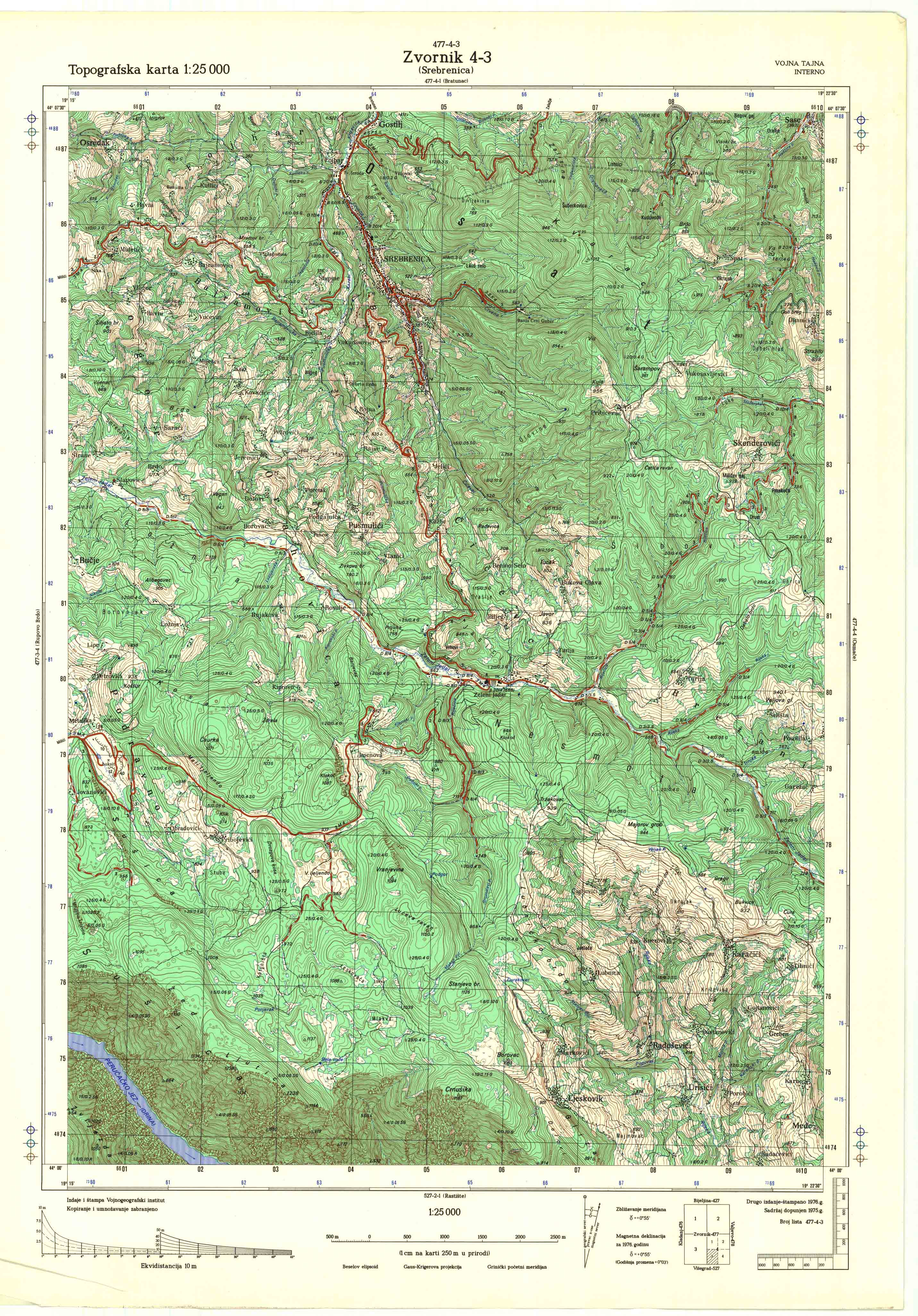  topografska karta srbije 25000 JNA  Zvornik