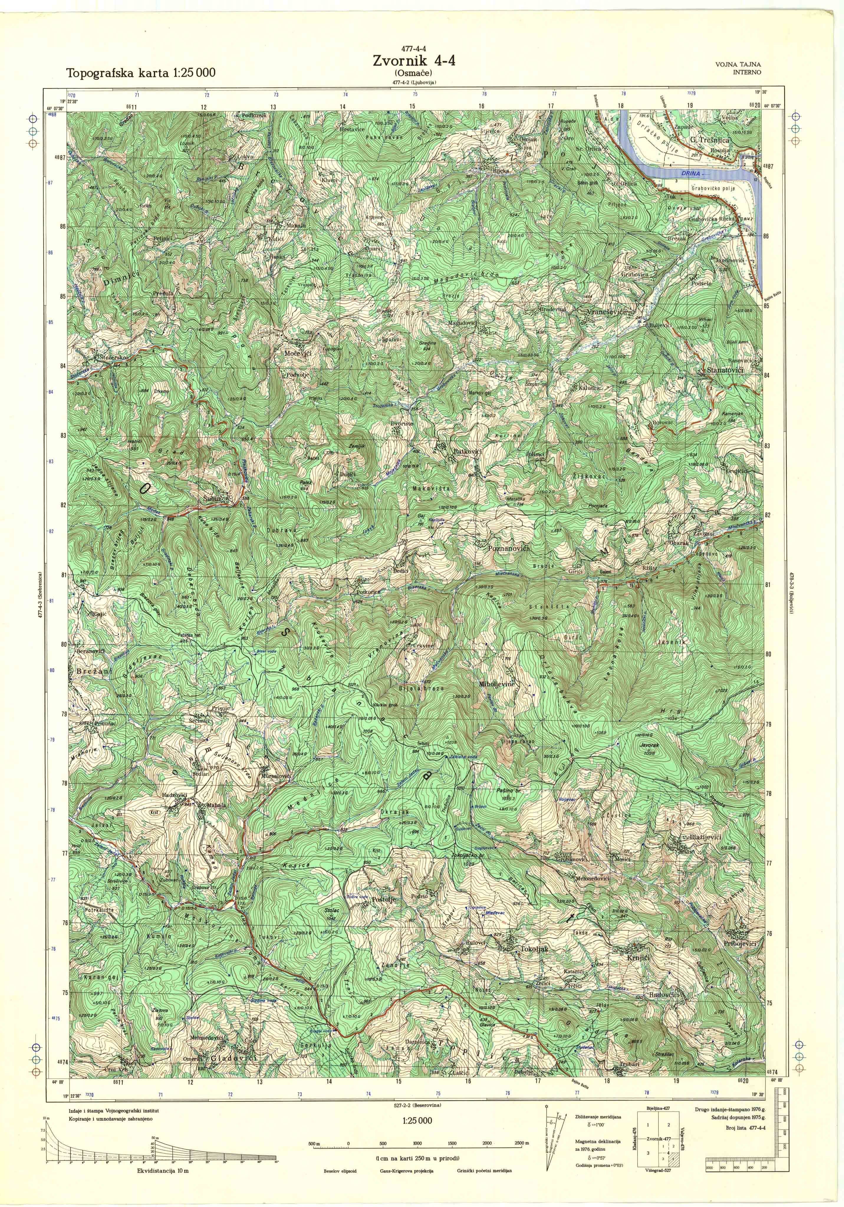  topografska karta srbije 25000 JNA  Zvornik
