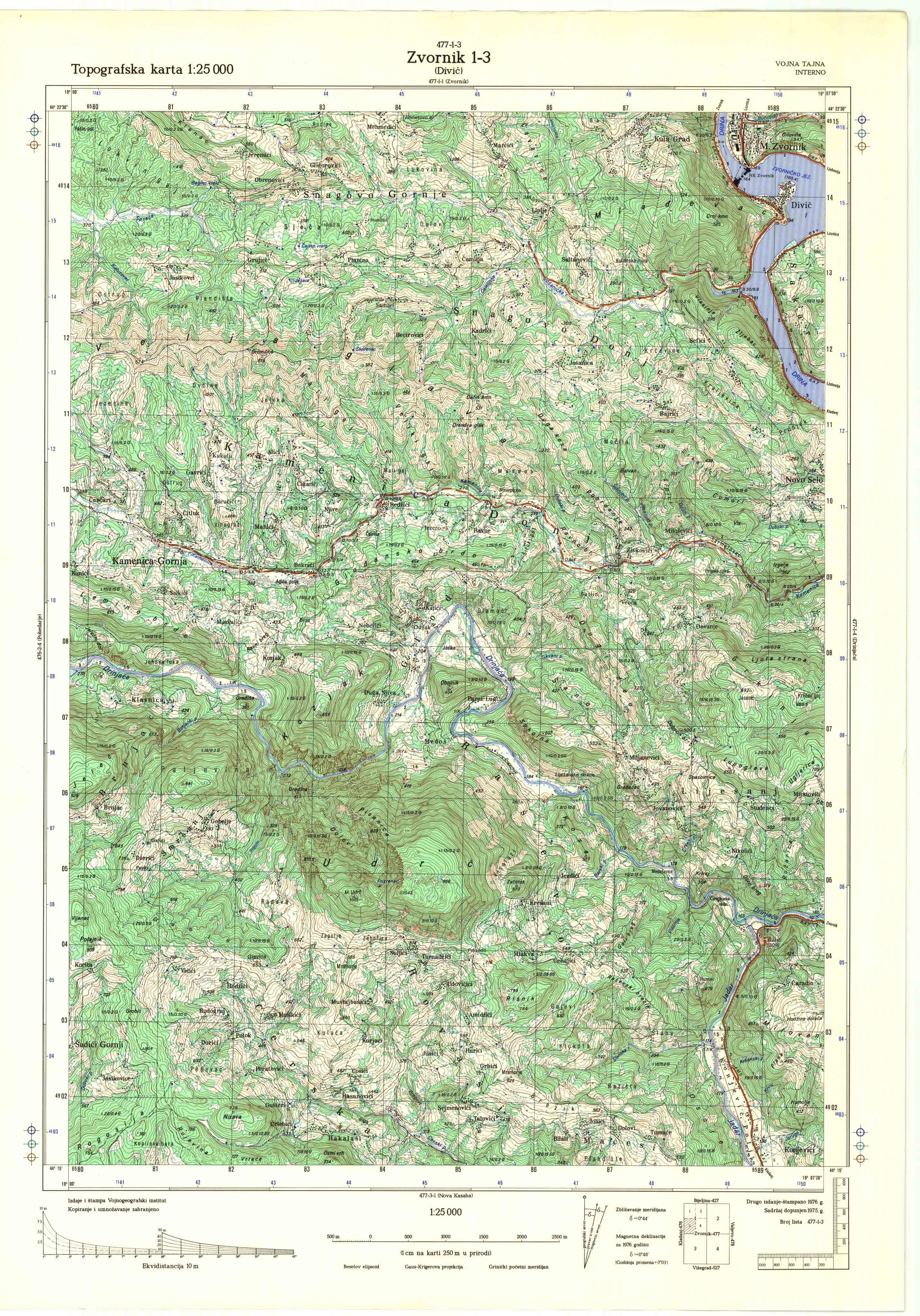  topografska karta srbije 25000 JNA  Zvornik