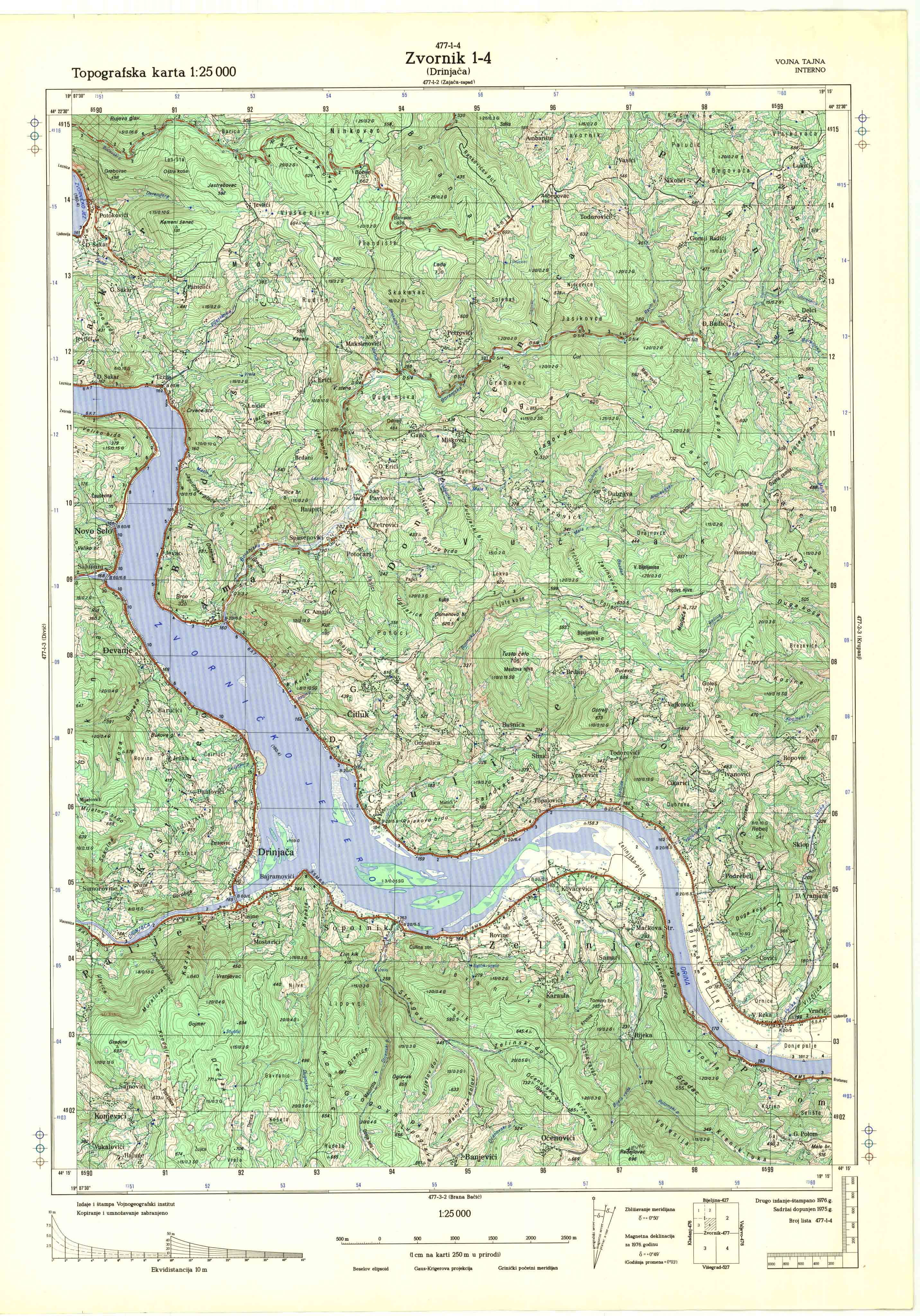  topografska karta srbije 25000 JNA  Zvornik