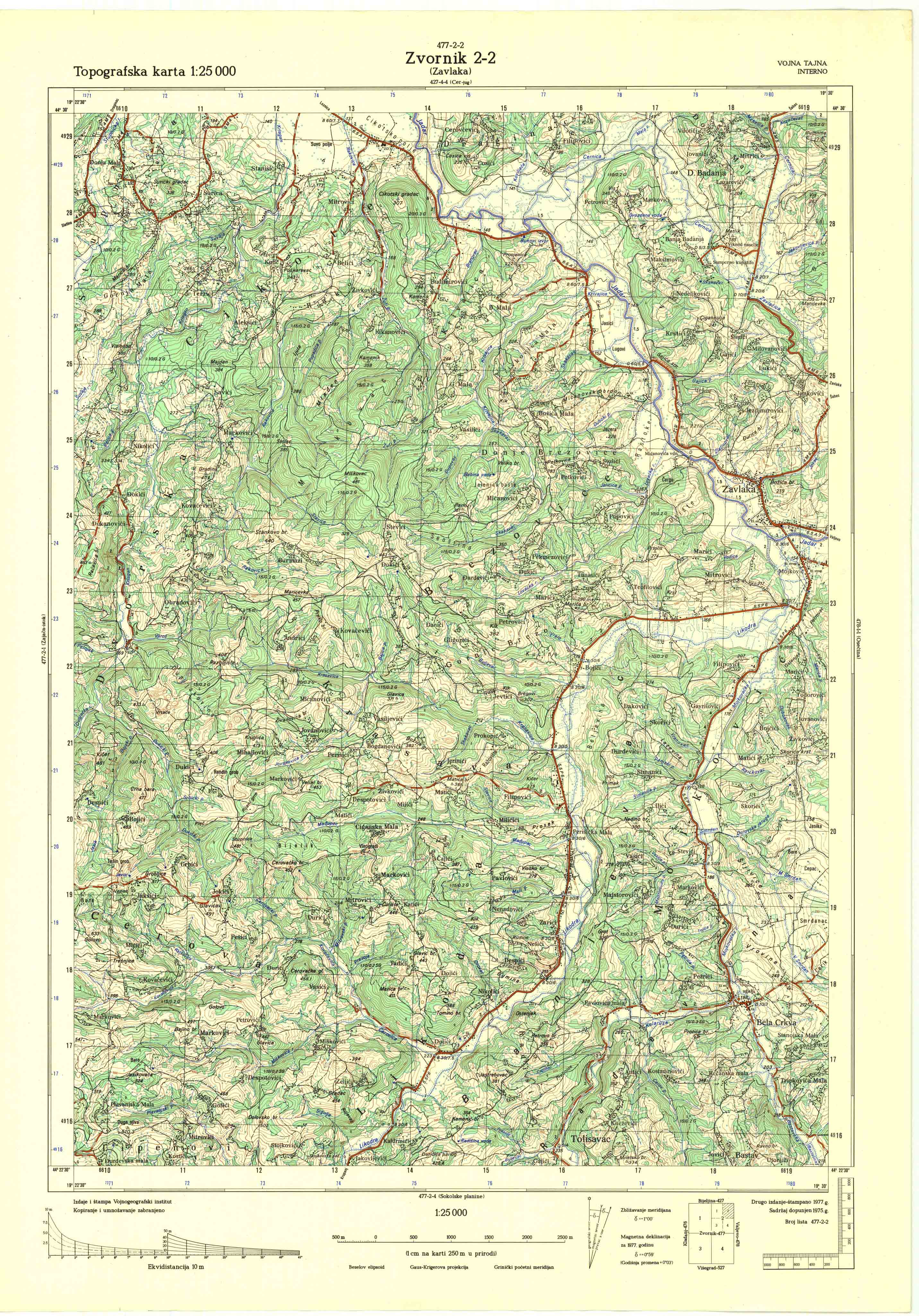  topografska karta srbije 25000 JNA  Zvornik