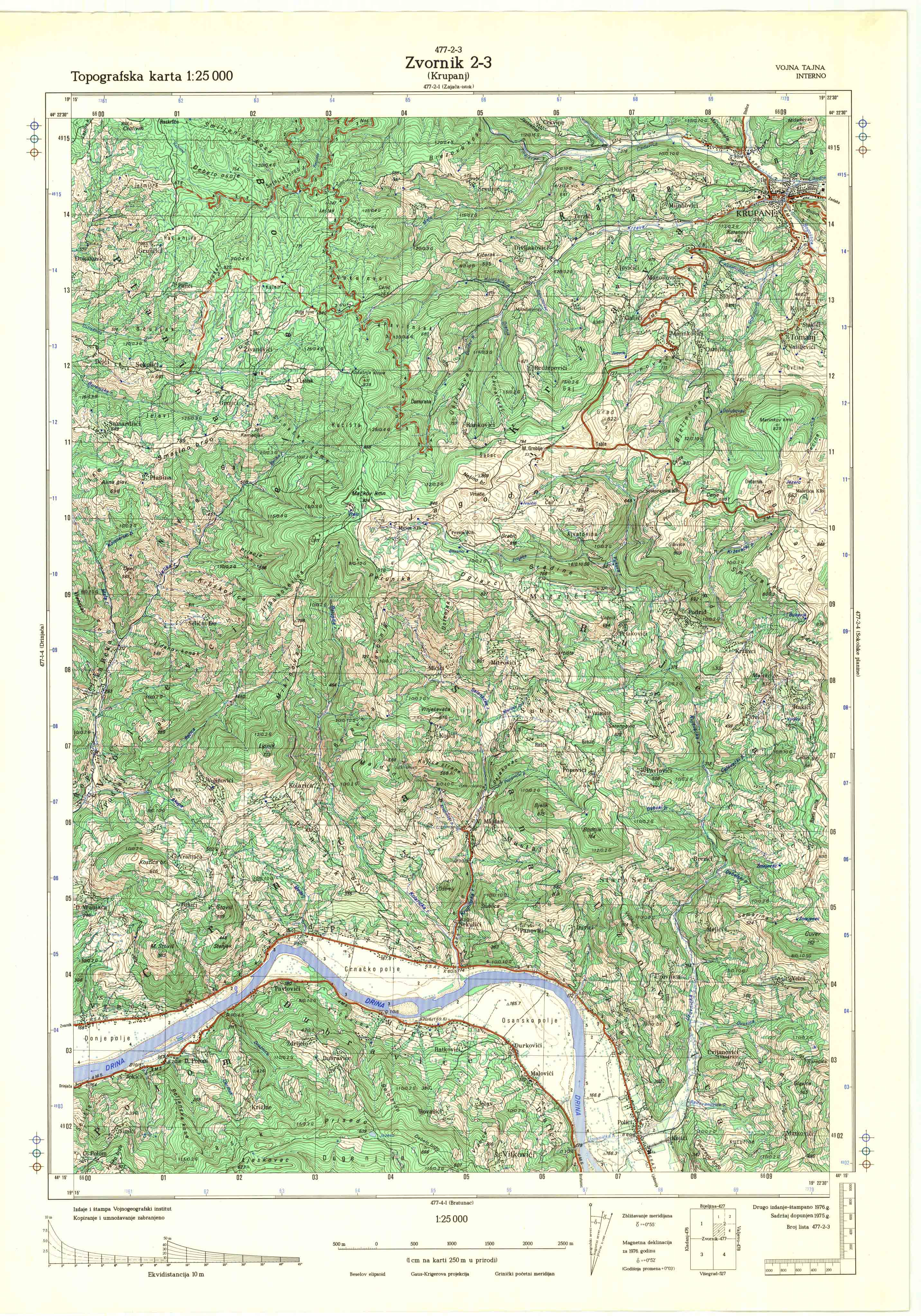  topografska karta srbije 25000 JNA  Zvornik