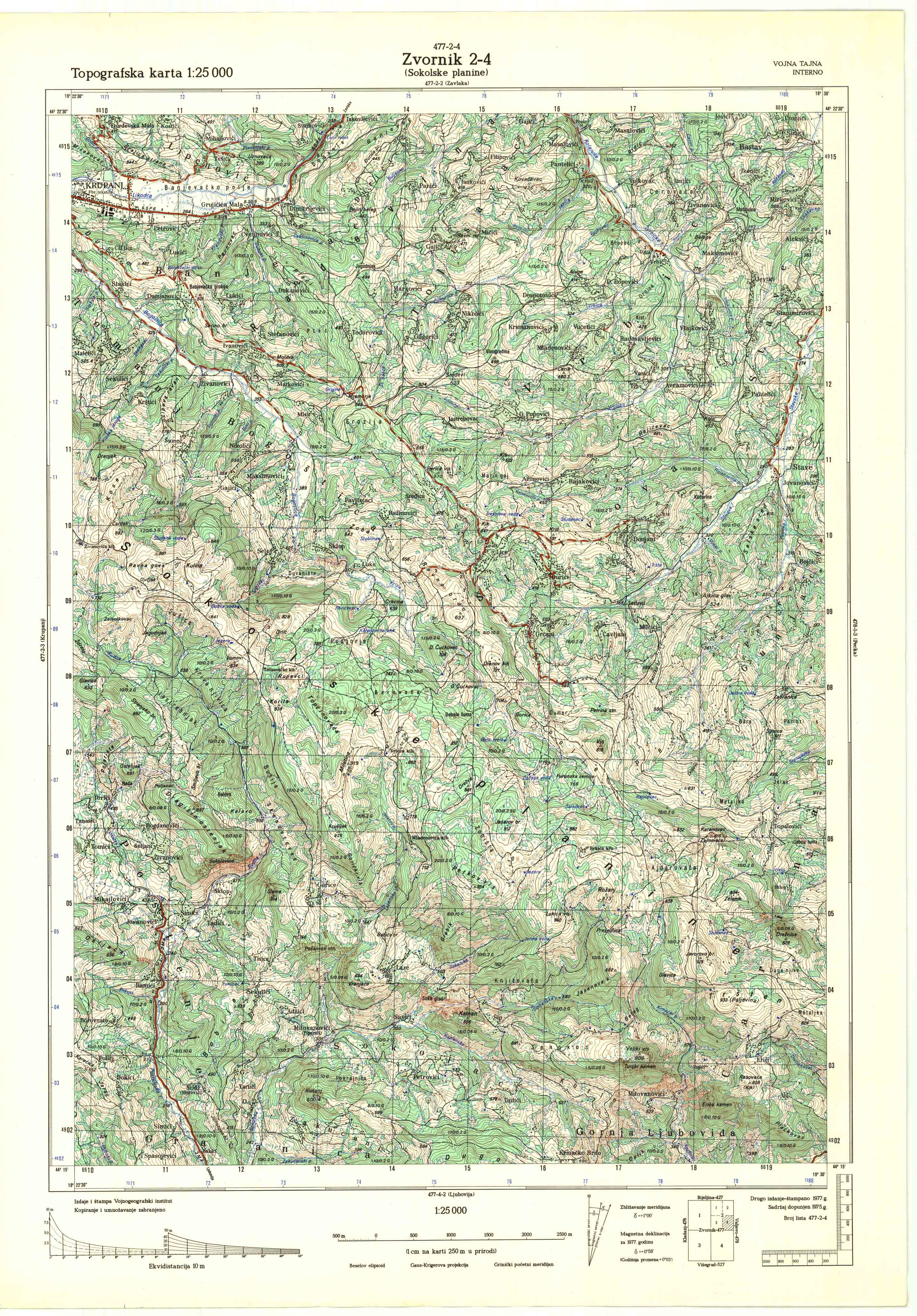  topografska karta srbije 25000 JNA  Zvornik