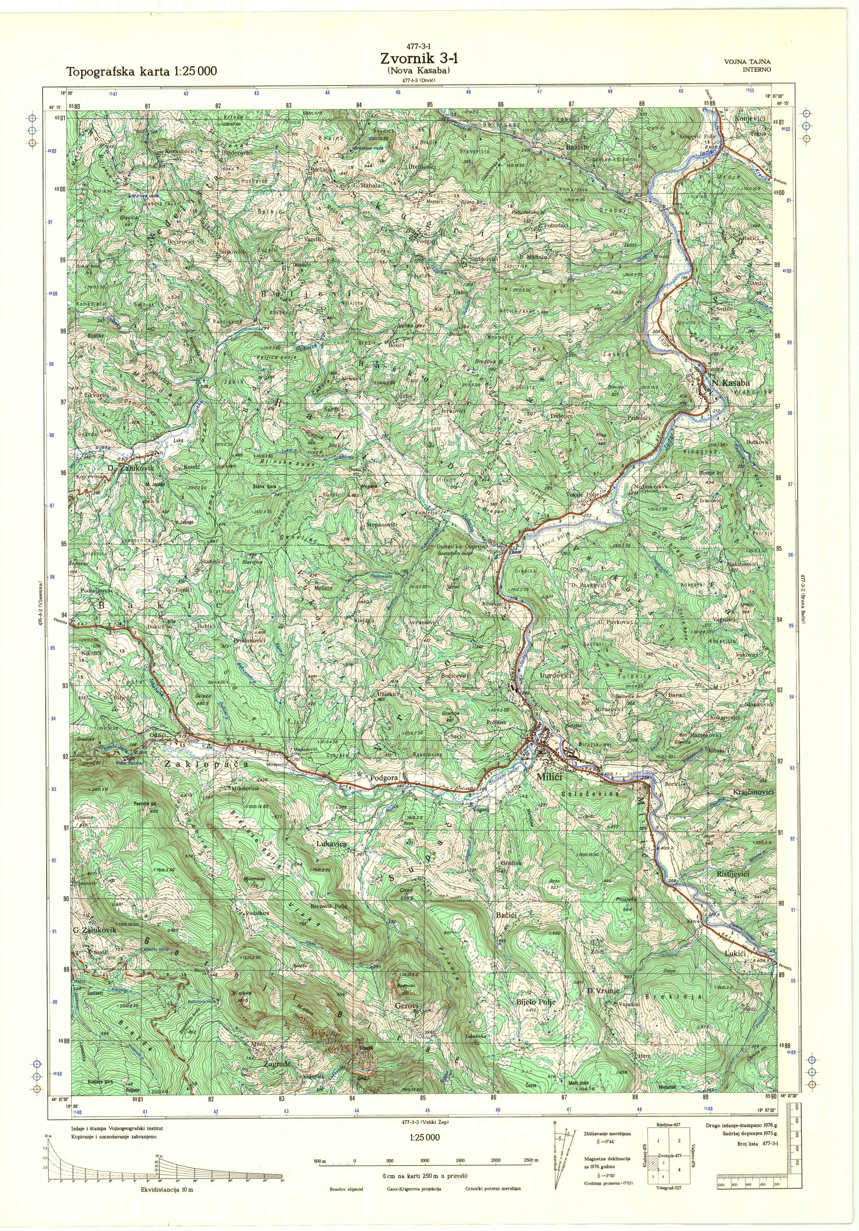  topografska karta srbije 25000 JNA  Zvornik