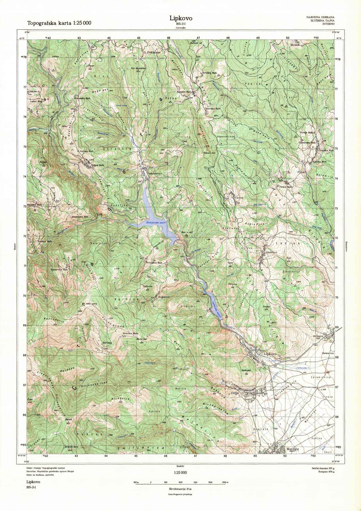  topografska karta makedonije 25000 JNA  Lipkovo